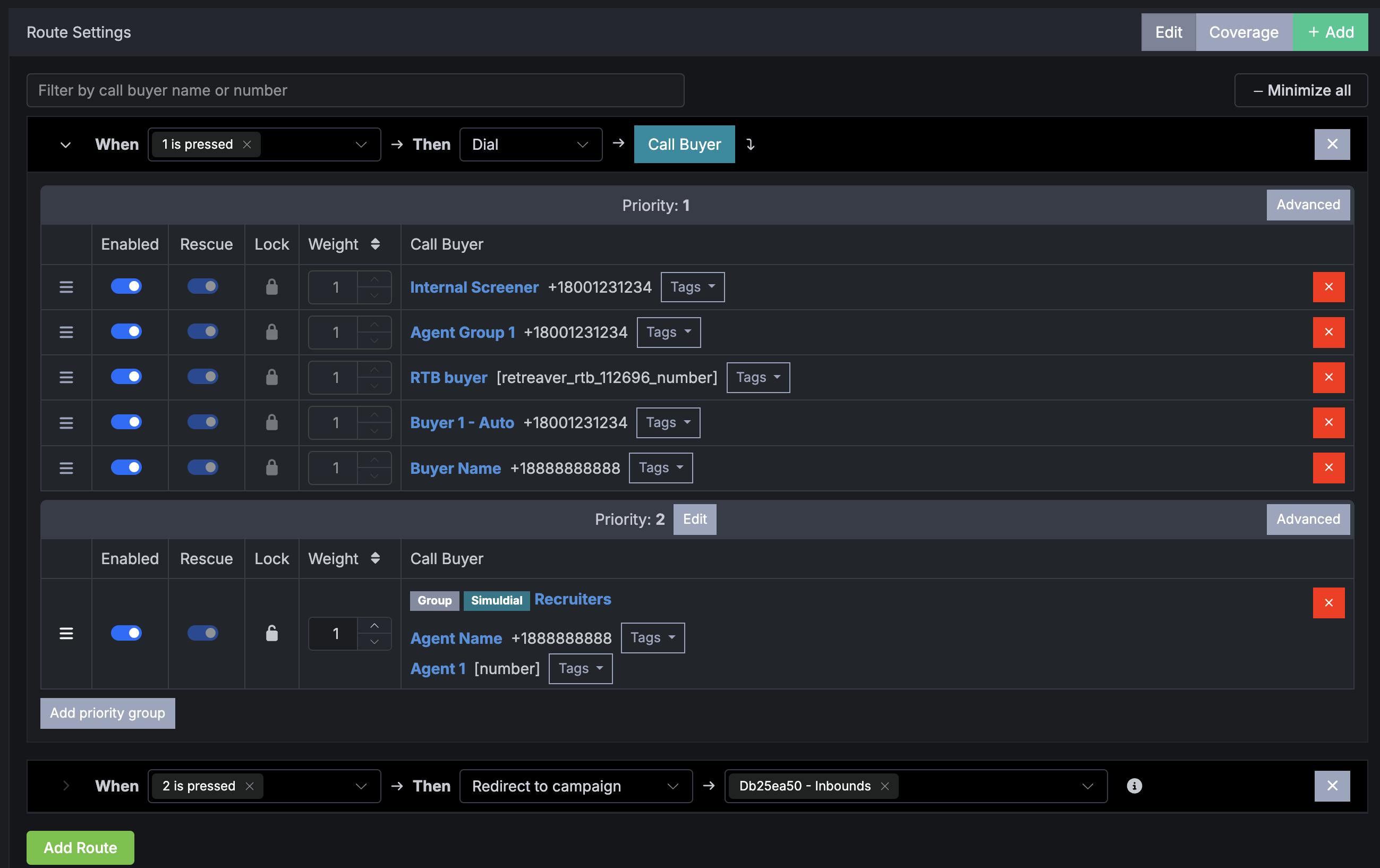 Routing settings help process inbound phone calls, deliver quality leads to your endpoints
